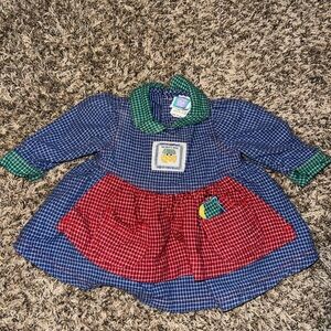 Vintage Plaid Baby Dress with Red and Blue Pattern